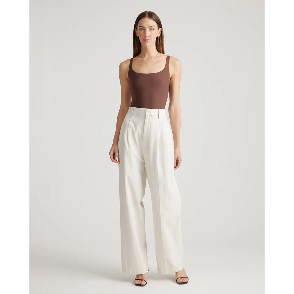 Quince Second Skin Square Neck Tank Bodysuit Brown Medium NEW - Picture 5 of 11